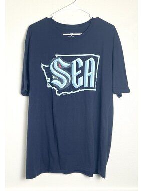 Seattle Kraken NHL T-Shirt XL Fanatics Blue Short Sleeve Sea Washington Logo